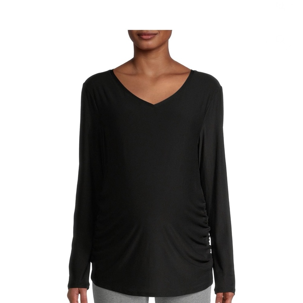 Maternity Black V-Neck Long Sleeve Blouse - Picture 4 of 6